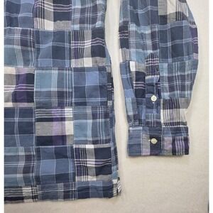 Polo Ralph Lauren Patchwork Madras Camp Shirt 2XL Blue Loop Collar LIMITED USE